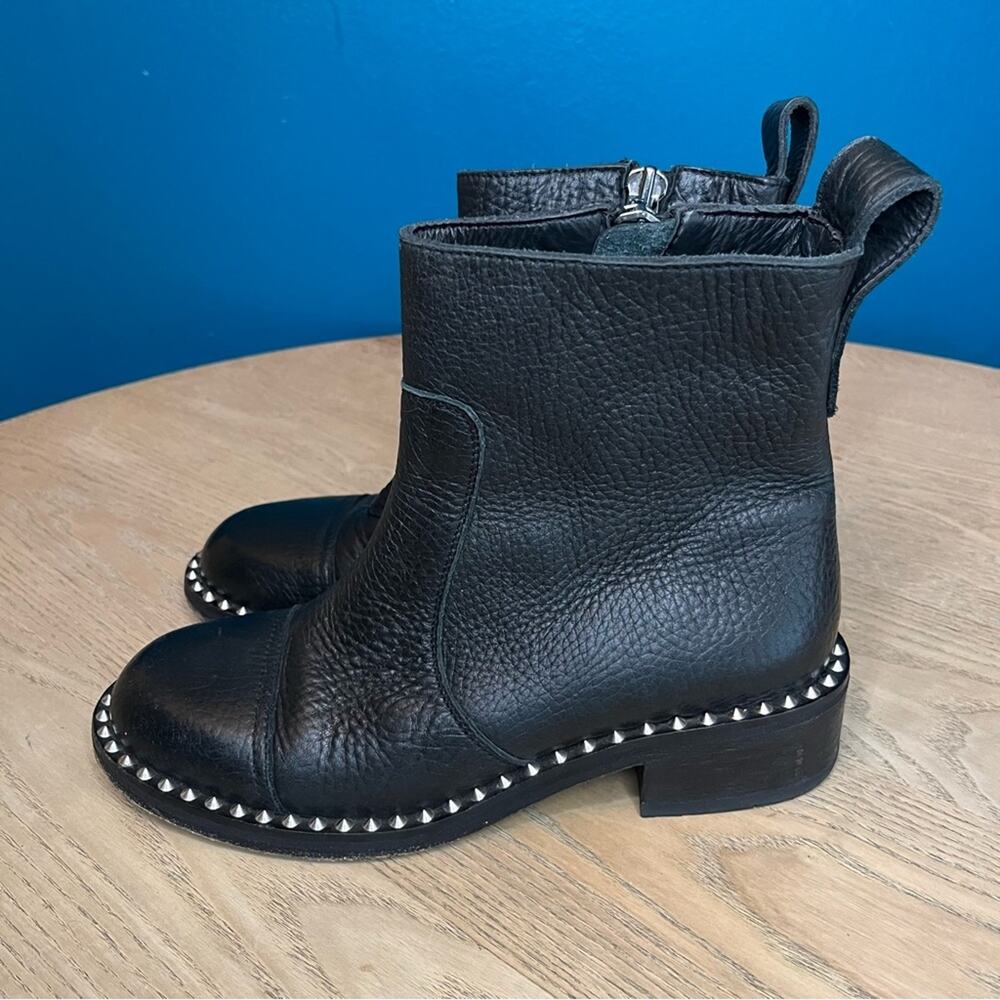 Zadig & Voltaire Empress Clous Round Toe Leather Black Studded Boots Size 37 - Picture 6 of 10
